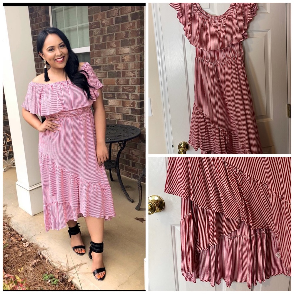 Off the shoulder striped dress